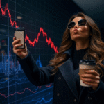 Falling Tinder stock chart with Tinderella taking a selfie